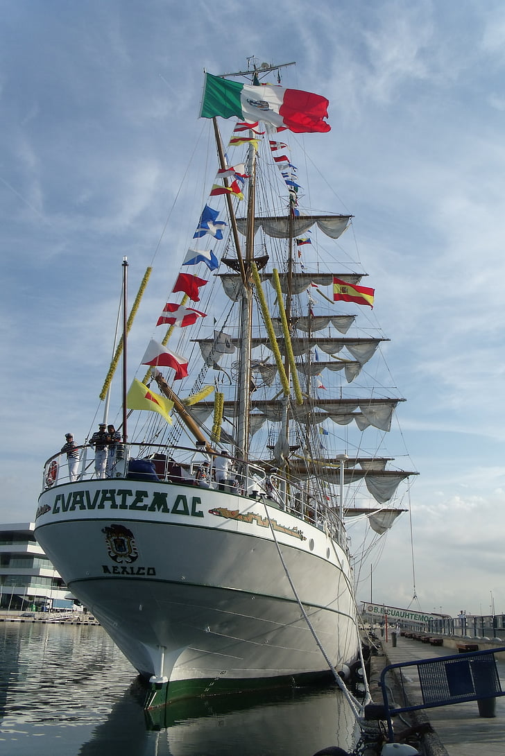 Вітрильник, човен, корабель, Мексика, мексиканським прапором, порт, подорожі