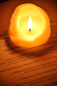 lilin, cahaya, api, menulis, teks, kata, membaca