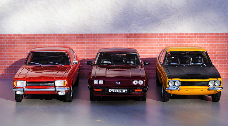 modell bil, Ford, Capri, modell, Diorama, Auto, Oldtimer