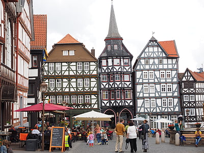guild hus, Fritzlar, Downtown, fachwerkhäuser, historiska gamla stan, Stadtmitte, Marketplace
