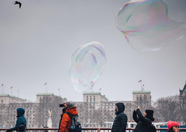 people, bubbles, camera, picture, photography, cold, weather