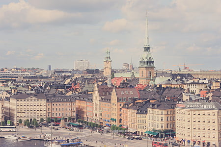 hoonete, Kabel, kirik, City, Skandinaavia, Stockholm, Rootsi