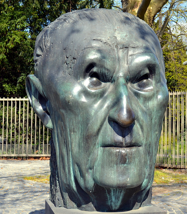 escultura, busto, cabeza, imposición de, Konrad adenauer, político, Gobierno