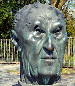 skulptur, byst, huvud, om införande av, Konrad adenauer, politiker, regeringen