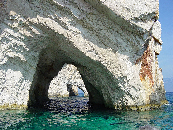 blue grotto, sea, island, greece, greek island, waves, zakynthos
