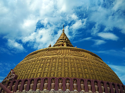 Пагода, Религия, Бирма, Голубой, золото, купол, Зенит