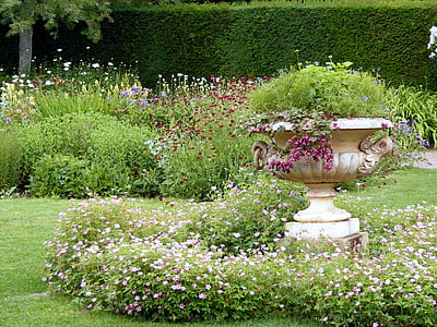 garden, urn, ornamental, decorative, outdoor, hedge, grass