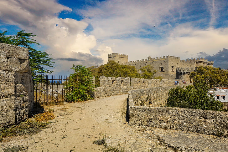 Rodosz, Castle, sziget, görög, Görögország, turizmus, falak