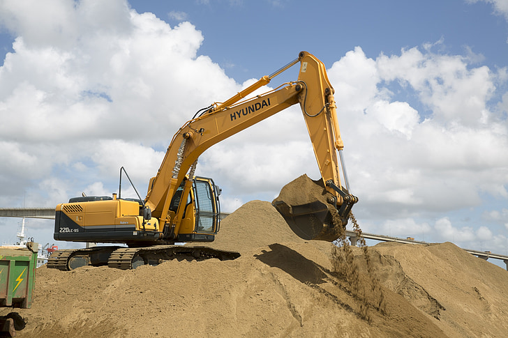 excavation, pelle mécanique, excavatrice, sable, Digger, chantier de construction