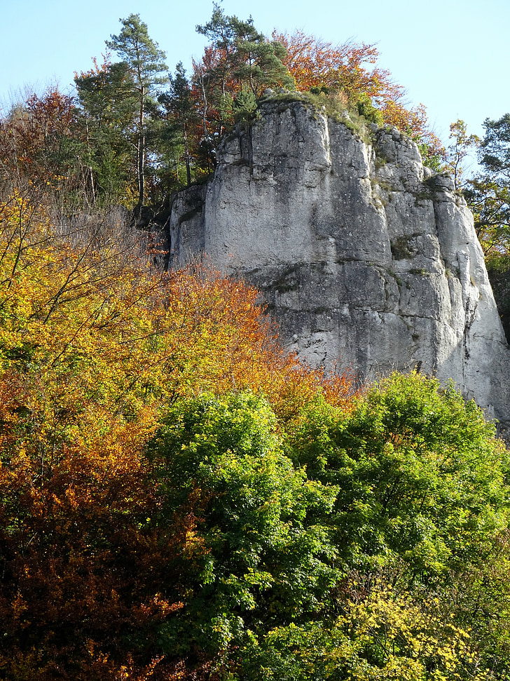 Pieskowa skała castle, Polen, nationalparken, hösten, landskap, Rock, naturen