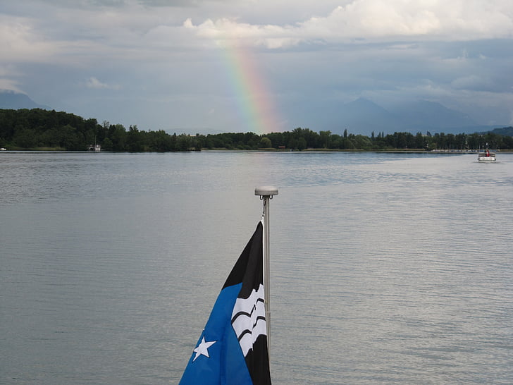 Lac de hallwil, arc en ciel, Lac, drapeau