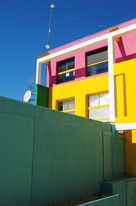 arhitektūra, mājas, dzīvot, rozā, dzeltena, zaļa, Daniel buren