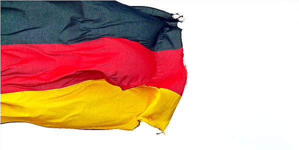 Jerman, bendera, Bendera Jerman, emas, rumah, langit, Tanah