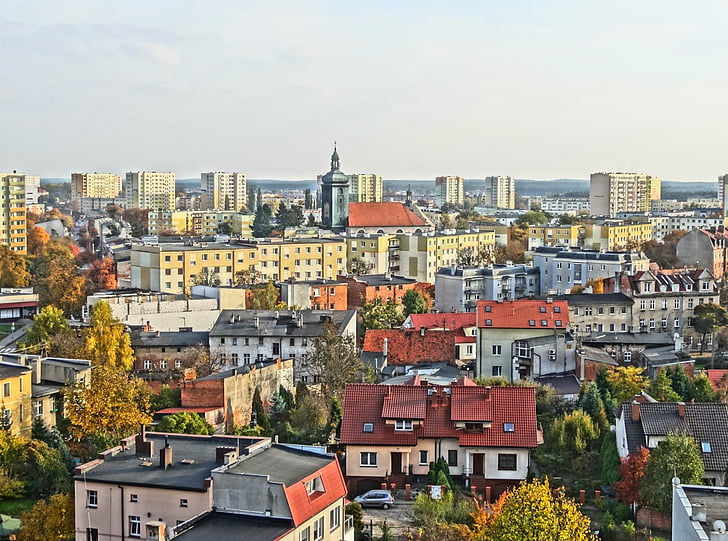Быдгощ, вид, Панорама, Польша, город, здания, жилой район