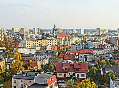 Bydgoszcz, Zobrazenie, Panorama, Poľsko, mesto, budovy, obytnej zóne