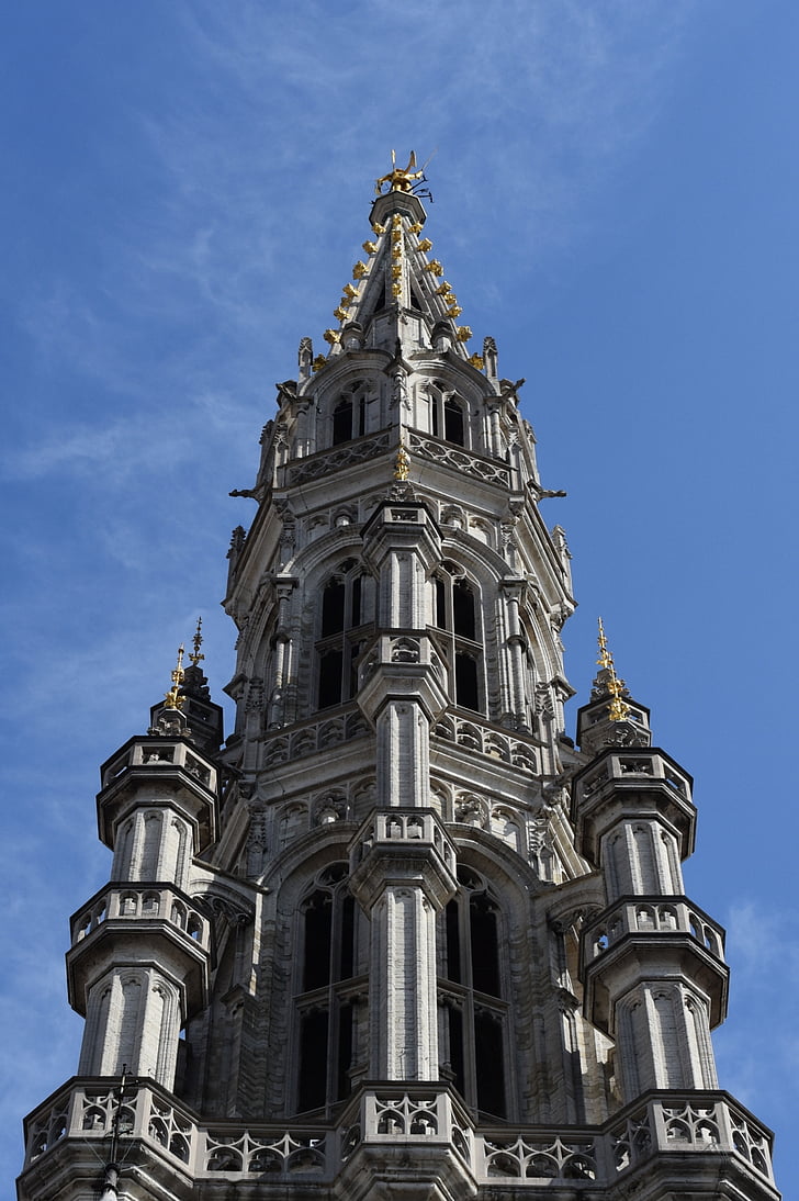 tower, brussels, building, architecture, town hall, air