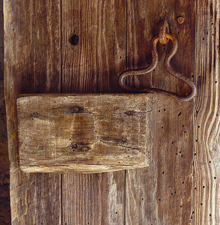 πόρτα, ξύλο, κλειδαριά, λαβή