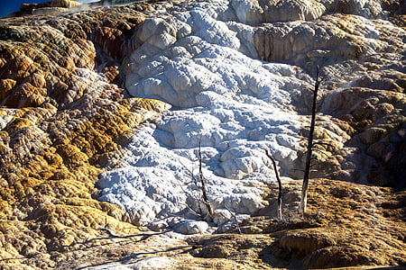 Yellowstonský národní park, Wyoming, Spojené státy americké, sintrové terassen, sopka, Amerika, vulkanické