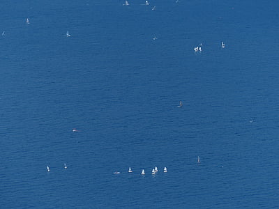 Lago, vela, Barcos à vela, windsurfista, desportos aquáticos, mar, azul