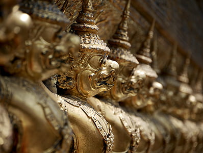 statue, bird, temple, creature, army, gold, thailand