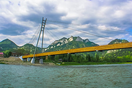 rivier, brug, Slowakije, berg, natuur, landschap, brug - mens gemaakte structuur