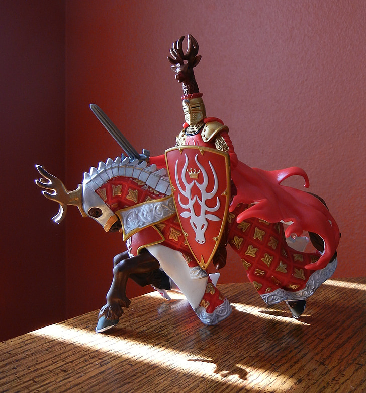 рицар, кон, битка броня, играчка сбирка, средновековна, броня, каска