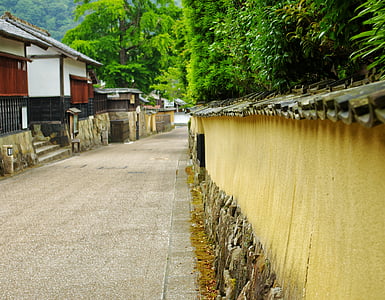 Japão, estrada, cidade, parede, velho