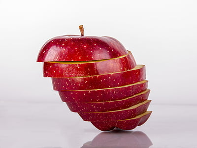 Apple, đối tượng, táo thái lát, màu đỏ, ý tưởng, sáng tạo, màu sắc