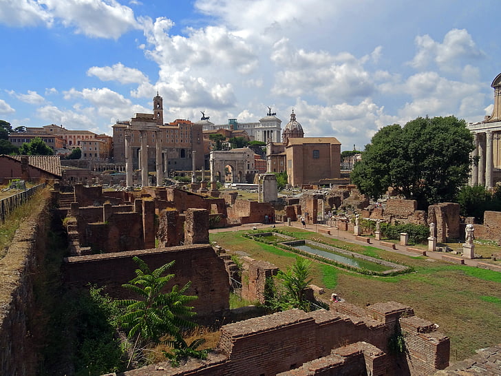 Roma, Italija, antikvariniai, Romėnų forumas, senovinė architektūra, Miestas, paveldo