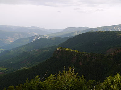 mountains, ridge, pyrenees, spain, landscape, forest, countryside