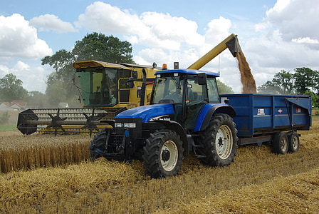 tractor, harvest, agriculture, field, machinery, harvesting, combine harvester