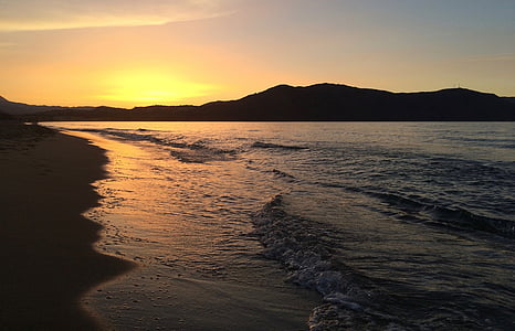 Κρήτη, ηλιοβασίλεμα, στη θάλασσα, Ελλάδα, το βράδυ