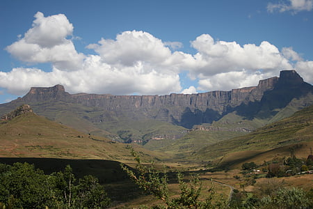 Drakensburg, Cordilheira, KwaZulu-natal, África do Sul, natureza, paisagem, scenics