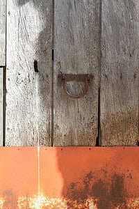 puerta, madera, naranja, entrada, cerradura, puerta vieja, puerta madera