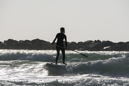 Beach, val, surfer, vode, morje, vodni športi, potapljaško obleko