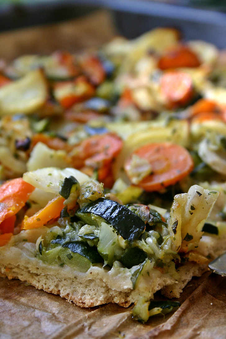 pizza de vegetal, pizza, comer, comida, cobertura de pizza, vegetariano, saudável