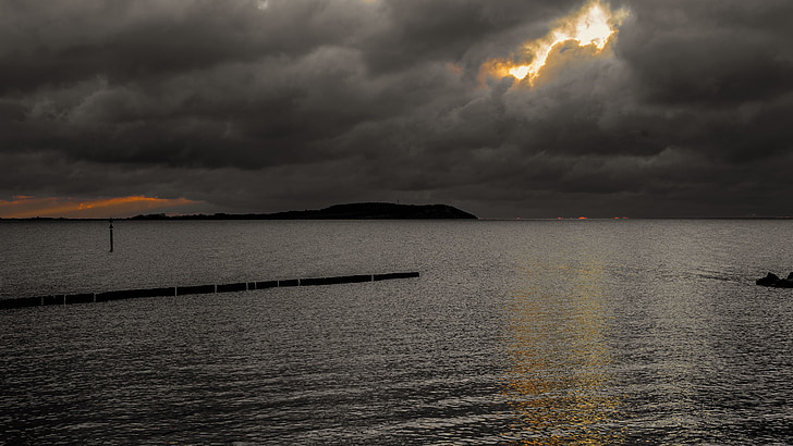 Itämeren, vesi, pilvet, Sunset, Rügen, taivas, Lake