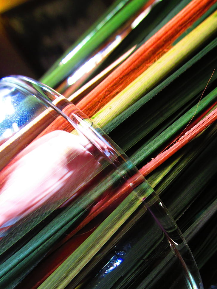 abstract, background, rainbow, glass, jar, stems, stripes