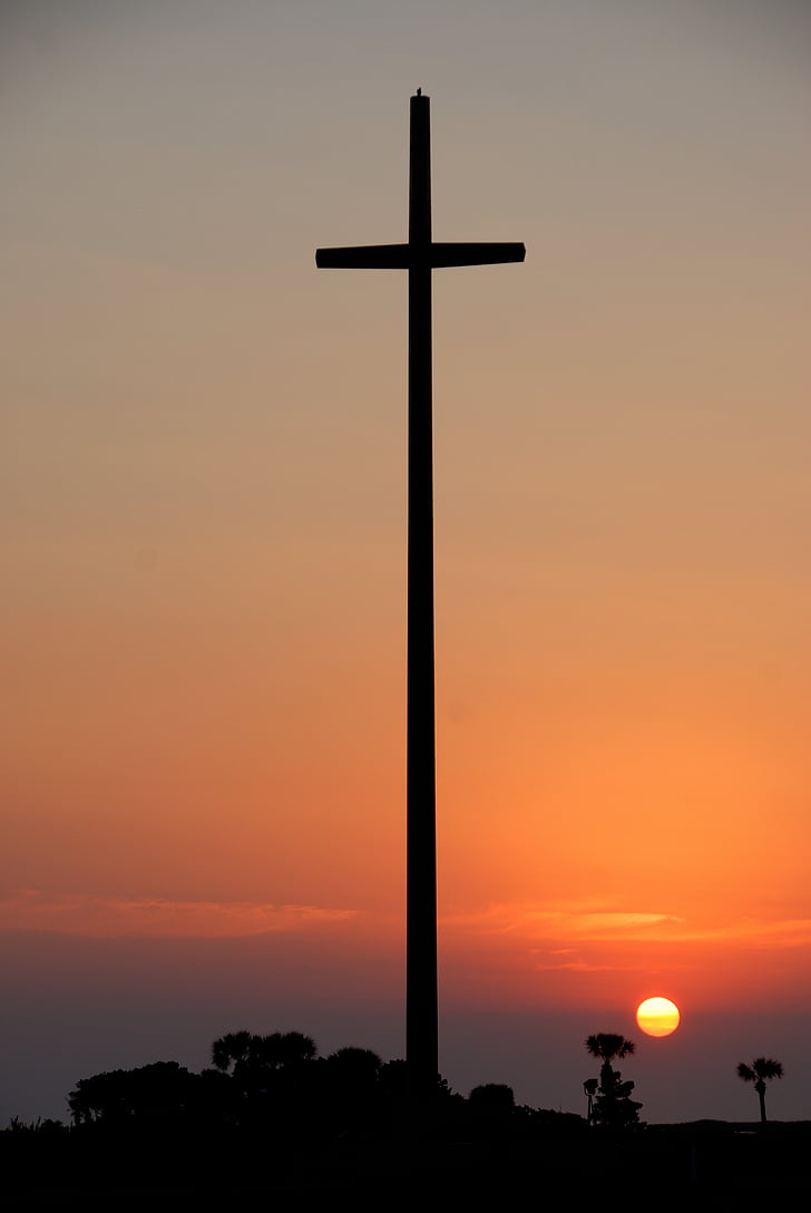голям кръст, изгрев, небе, Свети Августин, Флорида, САЩ, пейзаж