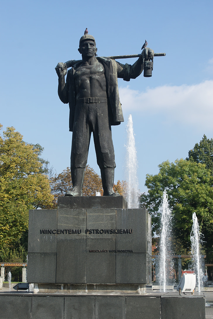 vincent pstrowski, zabrze, pstrowskiego monument in zabrze, champion of work, pstrowski, getter, mine jadwiga