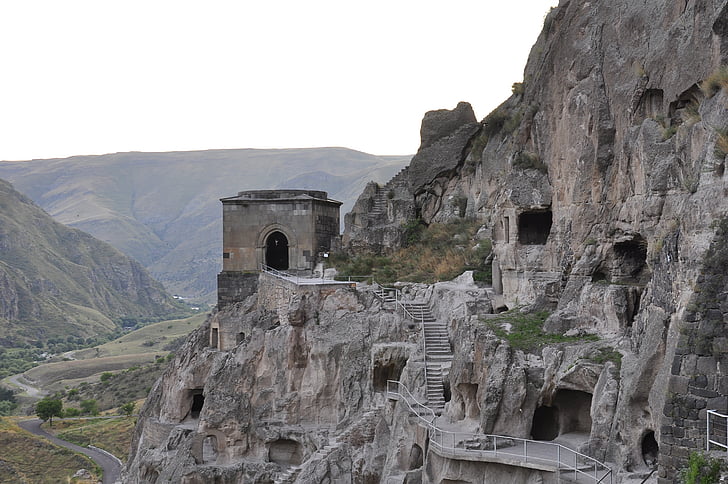 abbey, mountains, caves, mountain, architecture, history