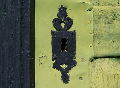 alte zárcímke, Antike, getrübt, Tür, schließen, Metall, Full-frame