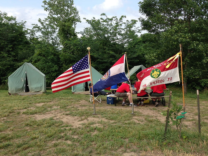 camp de, tente, drapeaux, camp de geiger, été, Camping, Camping