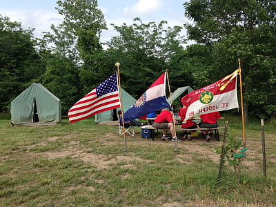 campamento, tienda de campaña, banderas, campo de geiger, verano, camping, camping