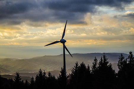 Pinwheel, Black forest, Vēja turbīna, vēja enerģija, daba, rotora lāpstiņas, vakara debesis