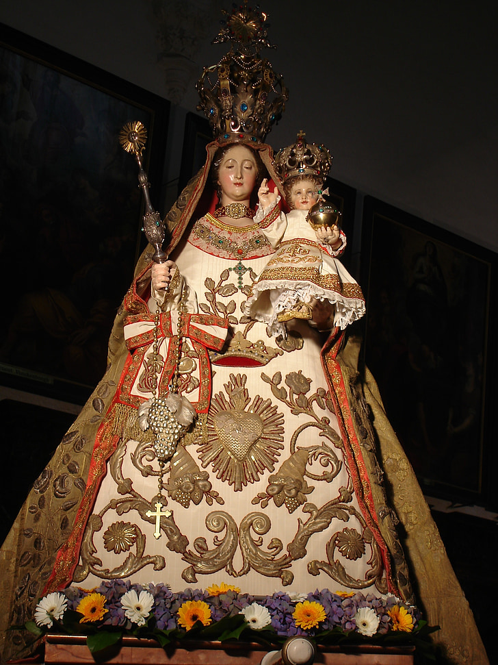 Madonna, niño, estatuilla, religión, devoción, imagen sagrada