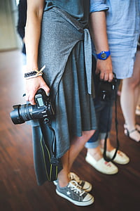 Момиче, жена, камера, DSLR, ръка, фотография, семинар