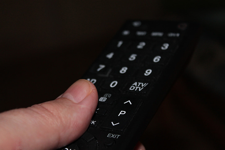 finger, remote control, turn on, tv