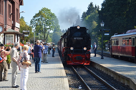 Brocken kereta, resin, lokomotif uap, kereta api, secara historis, Stasiun Kereta, Drei annen hohne