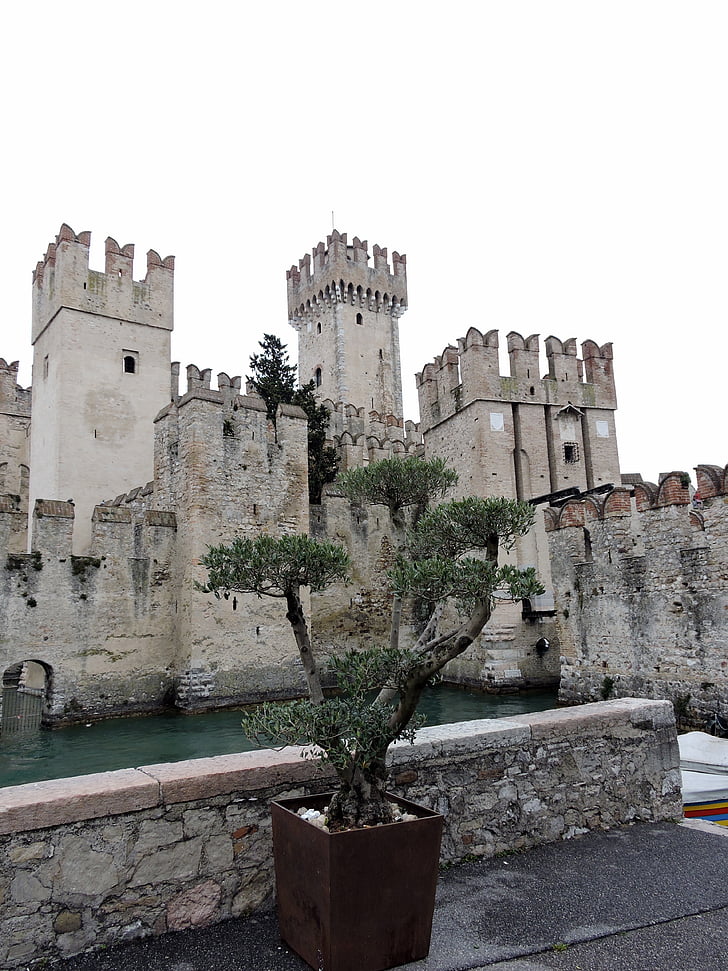 Castle, Torre, Sirmione, dinding, benteng, abad pertengahan, Italia